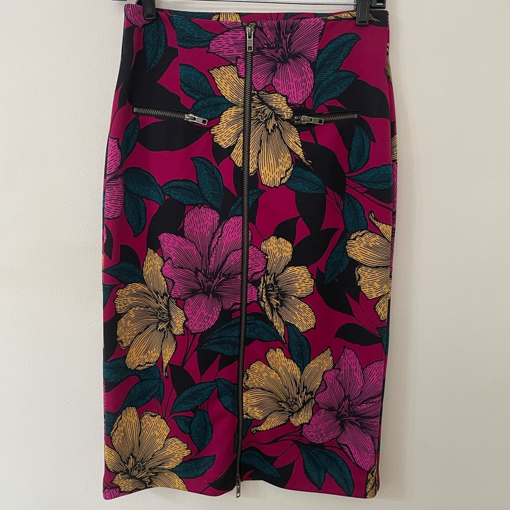 Worthington Floral Pencil Skirt - Pink and Yellow